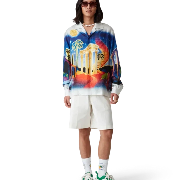 Camicia in seta Midnight Acropolis