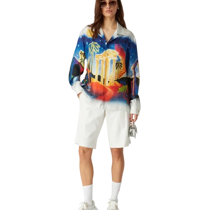 Camicia in seta Midnight Acropolis