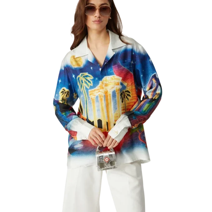 Camicia in seta Midnight Acropolis