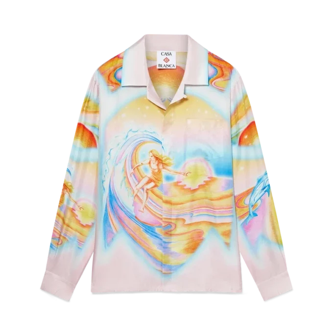 Camicia in seta a maniche lunghe Psychedelic Nirvana