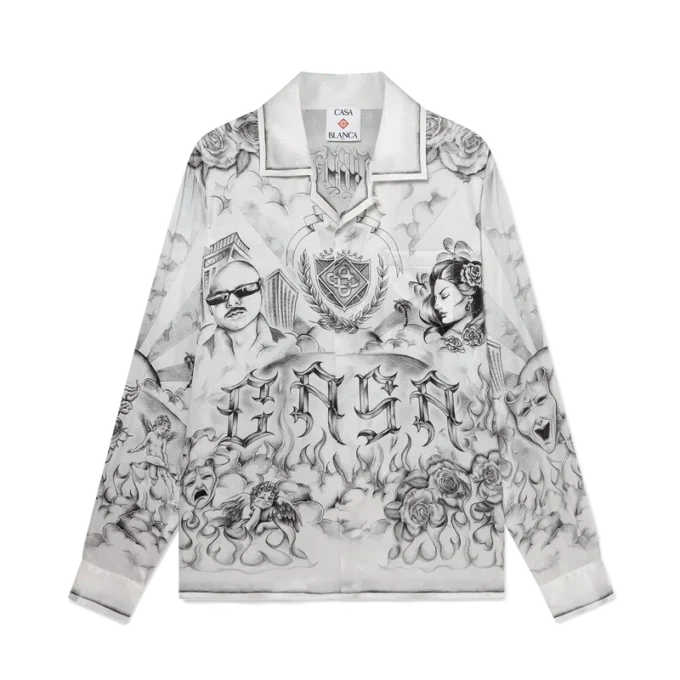 Camicia in seta a maniche lunghe Tattoo