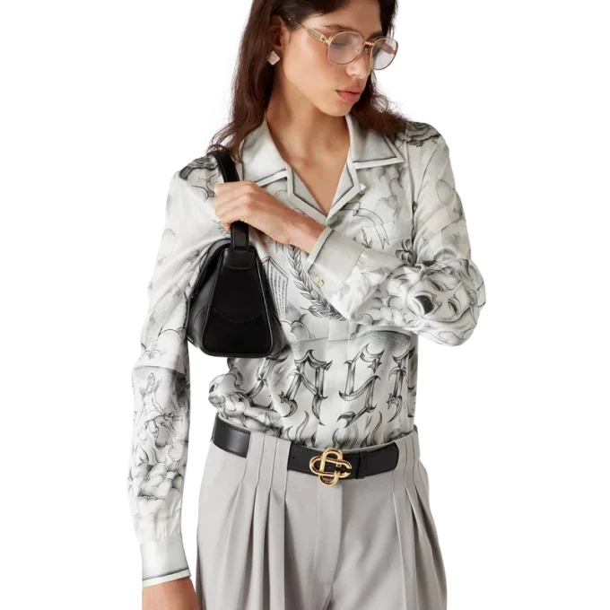 Camicia in seta a maniche lunghe Tattoo