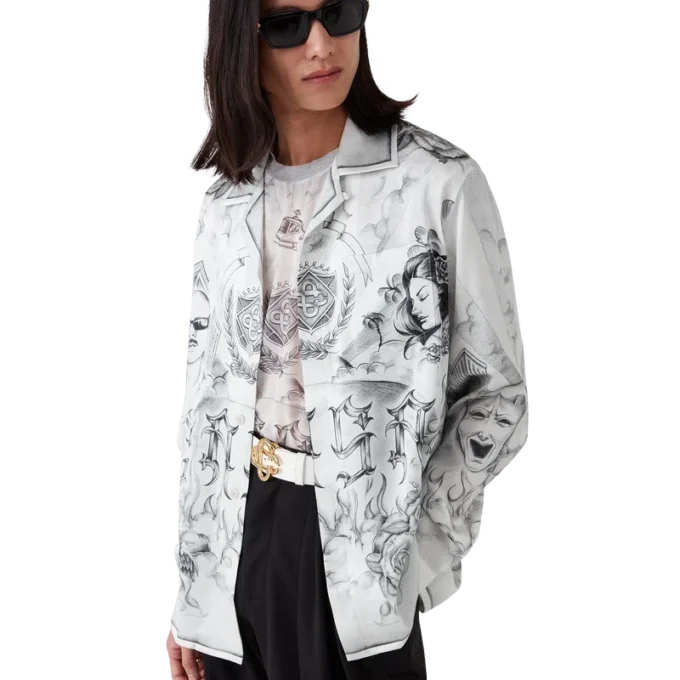 Camicia in seta a maniche lunghe Tattoo