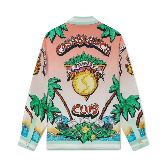 Camicia in seta a maniche lunghe Tennis Club