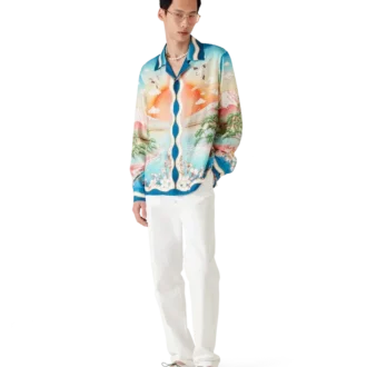 Camicia in seta a maniche lunghe Tennis Club