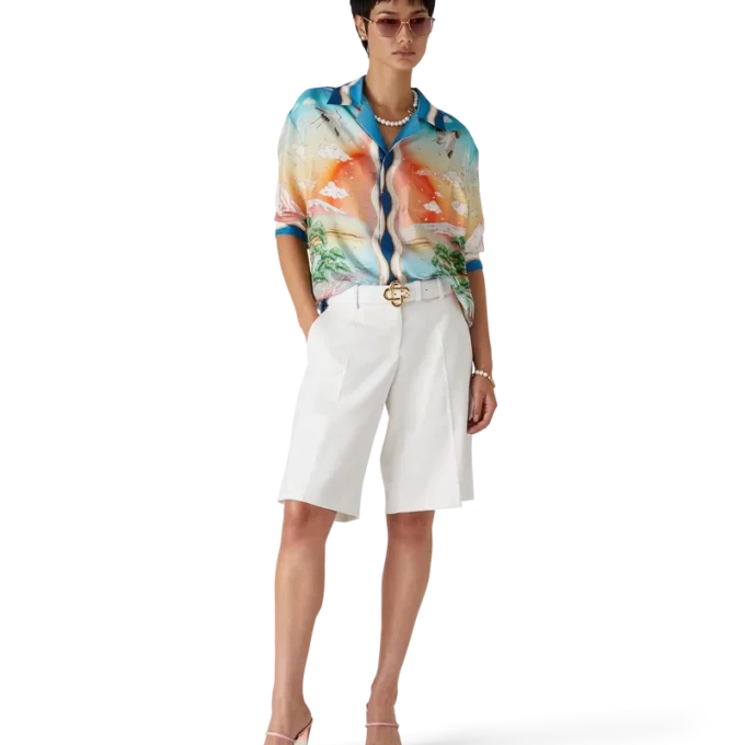 Camicia in seta a maniche lunghe Tennis Club