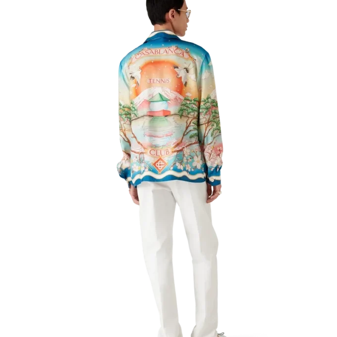 Camicia in seta a maniche lunghe Tennis Club