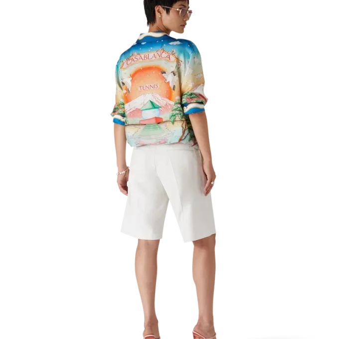 Camicia in seta a maniche lunghe Tennis Club