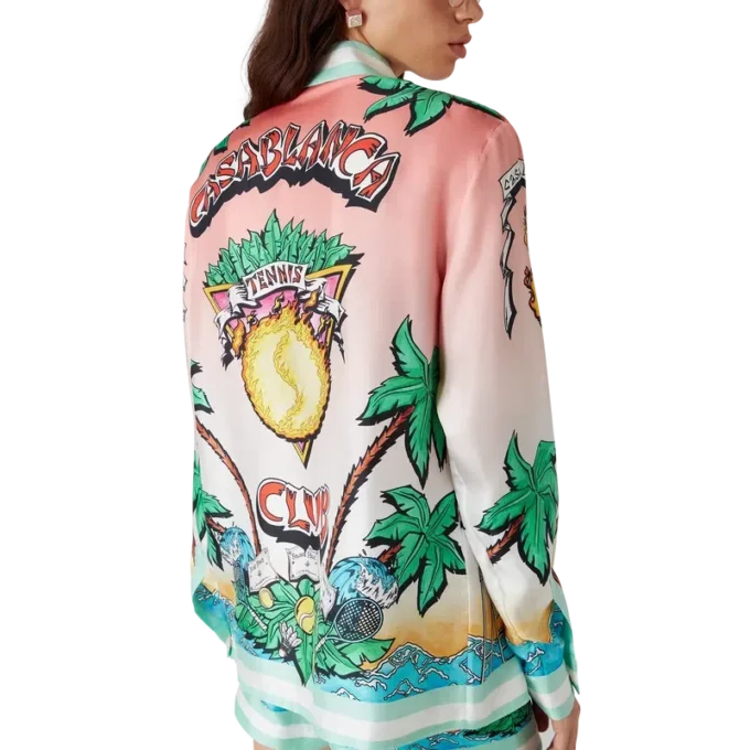 Camicia in seta a maniche lunghe Tennis Club