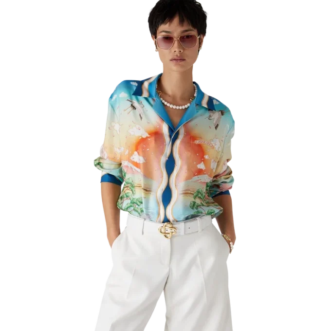 Camicia in seta a maniche lunghe Tennis Club