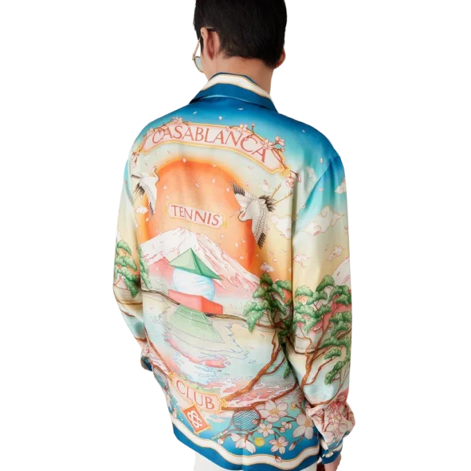Camicia in seta a maniche lunghe Tennis Club