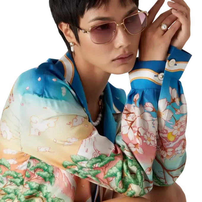 Camicia in seta a maniche lunghe Tennis Club