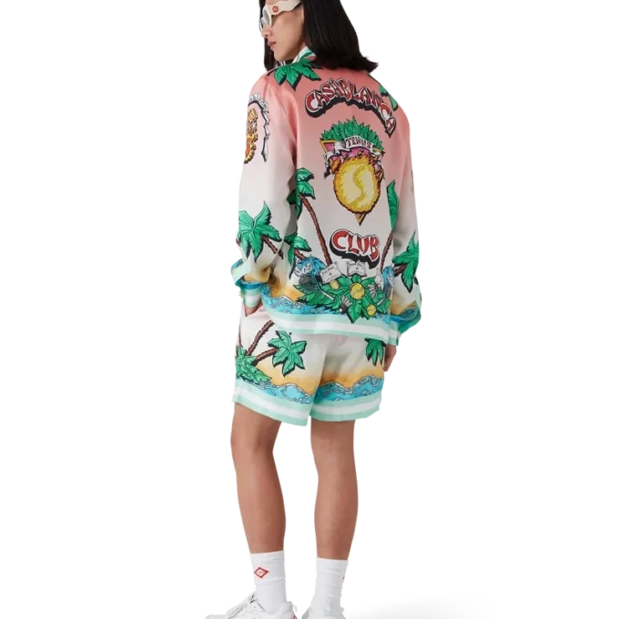 Camicia in seta a maniche lunghe Tennis Club