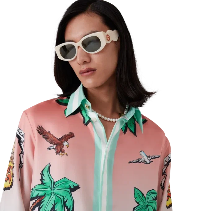 Camicia in seta a maniche lunghe Tennis Club