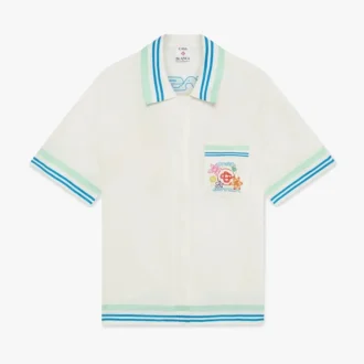 Camicia in seta a pantaloncini con colletto cubano floreale Camicia in seta a pantaloncini con colletto cubano floreale