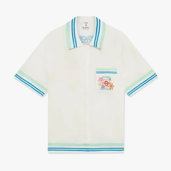 Camicia in seta a pantaloncini con colletto cubano floreale Camicia in seta a pantaloncini con colletto cubano floreale