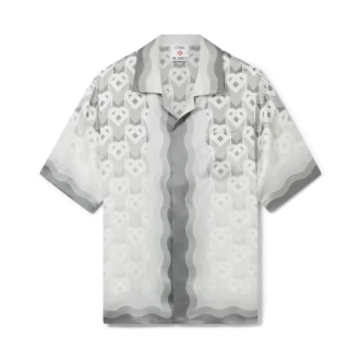 Camicia in seta con monogramma a cuori sfumati