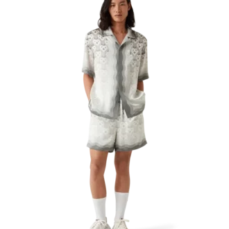 Camicia in seta con monogramma a cuori sfumati