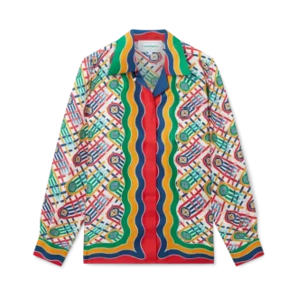 Camicia in seta con monogramma Tennis