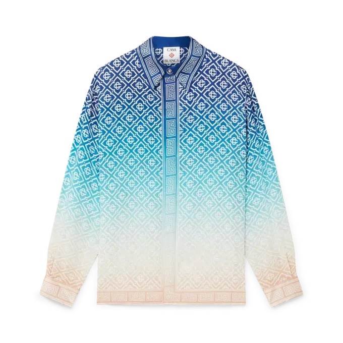 Camicia in seta jacquard sfumato