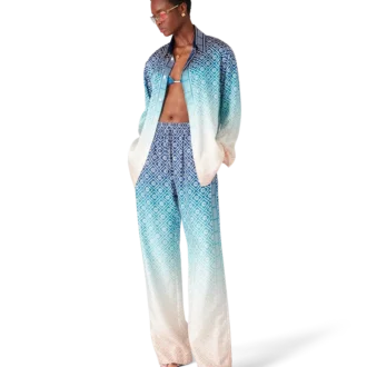 Camicia in seta jacquard sfumato