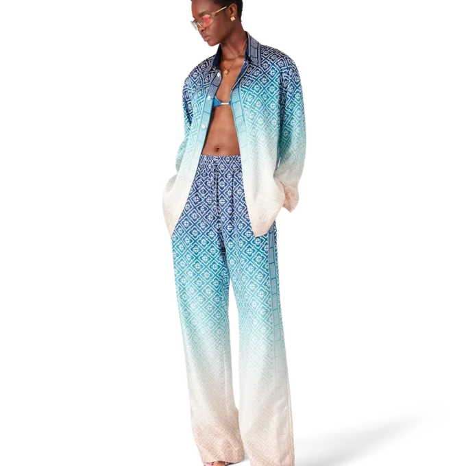 Camicia in seta jacquard sfumato