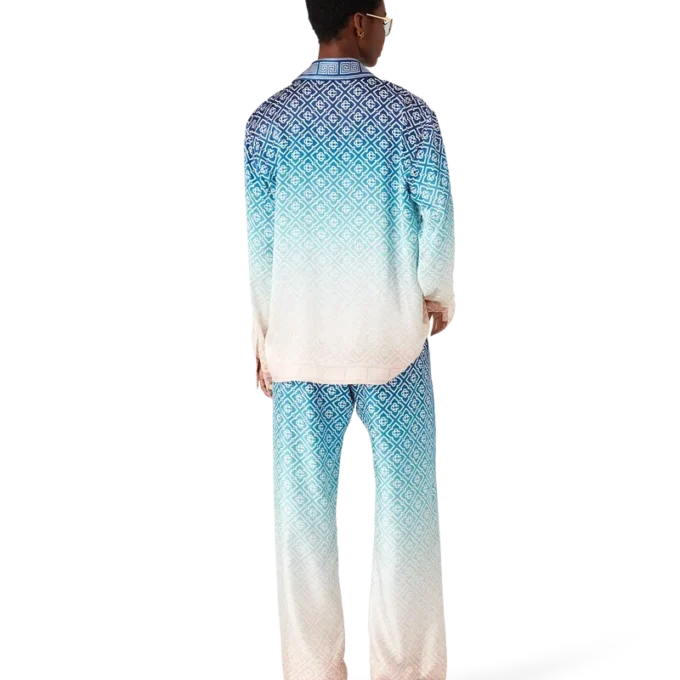 Camicia in seta jacquard sfumato