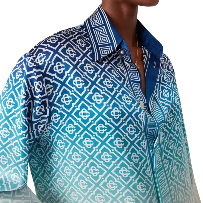 Camicia in seta jacquard sfumato