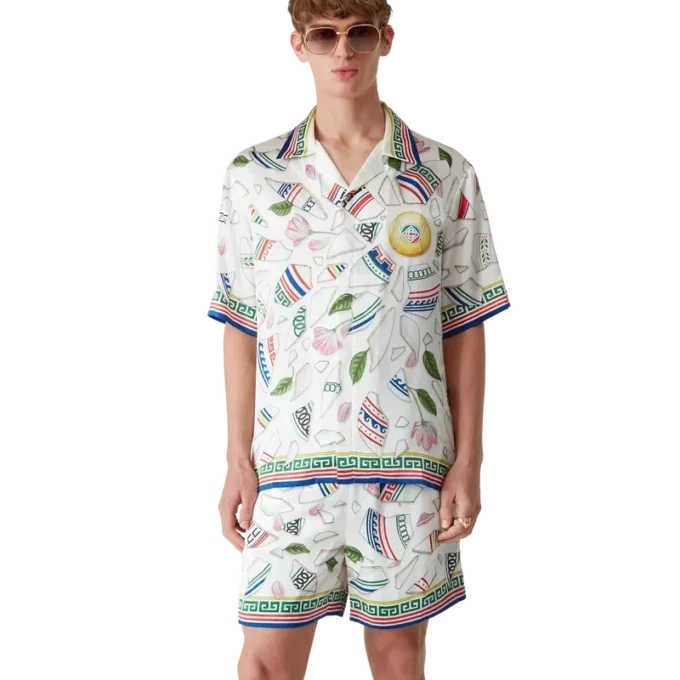 Camicia in seta a maniche corte Le Vase Brise in pantaloncini