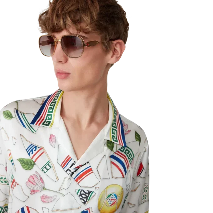 Camicia in seta a maniche corte Le Vase Brise in pantaloncini