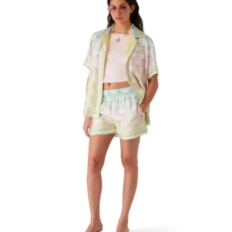 Camicia in twill di seta a maniche corte Candy Icons in pantaloncini