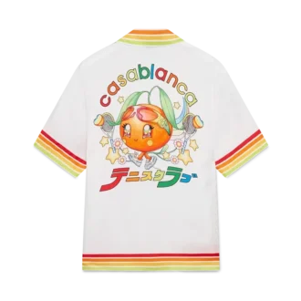 Camicia in twill di seta a maniche corte Orange Mascot in pantaloncini