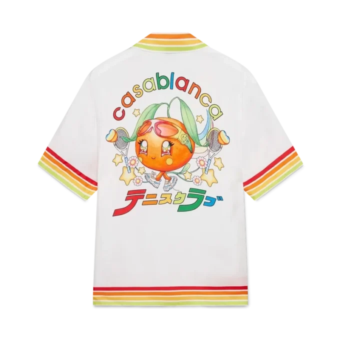 Camicia in twill di seta a maniche corte Orange Mascot in pantaloncini Camicia in twill di seta a maniche corte Orange Mascot in pantaloncini