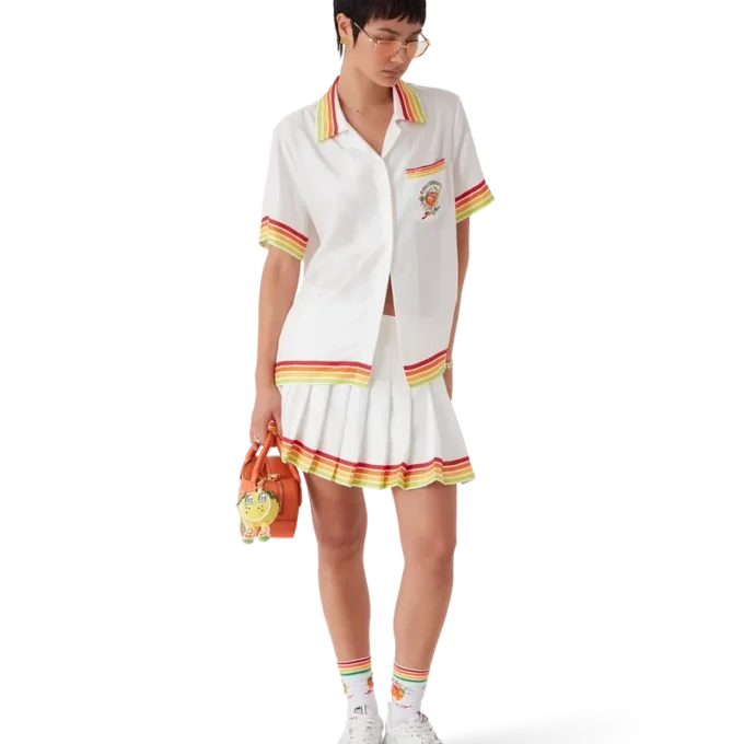 Camicia in twill di seta a maniche corte Orange Mascot in pantaloncini Camicia in twill di seta a maniche corte Orange Mascot in pantaloncini