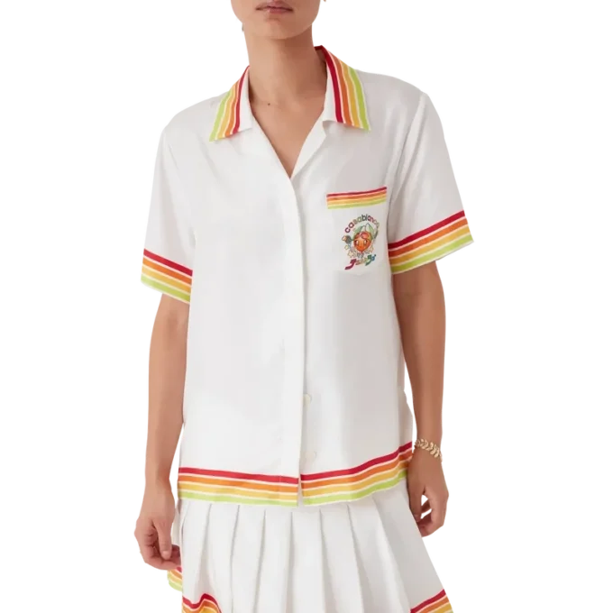 Camicia in twill di seta a maniche corte Orange Mascot in pantaloncini Camicia in twill di seta a maniche corte Orange Mascot in pantaloncini