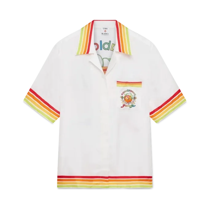 Camicia in twill di seta a maniche corte Orange Mascot in pantaloncini Camicia in twill di seta a maniche corte Orange Mascot in pantaloncini