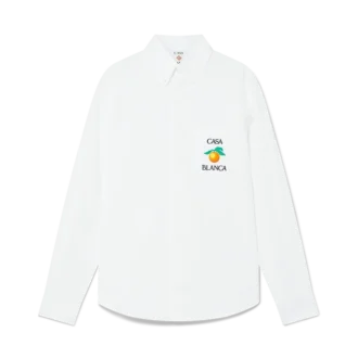 Camicia Oxford arancione ricamata