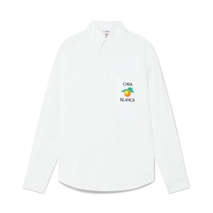 Camicia Oxford arancione ricamata