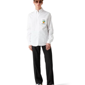 Camicia Oxford arancione ricamata