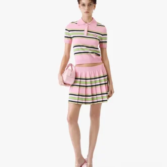 Camicie aderenti a righe rosa e verde