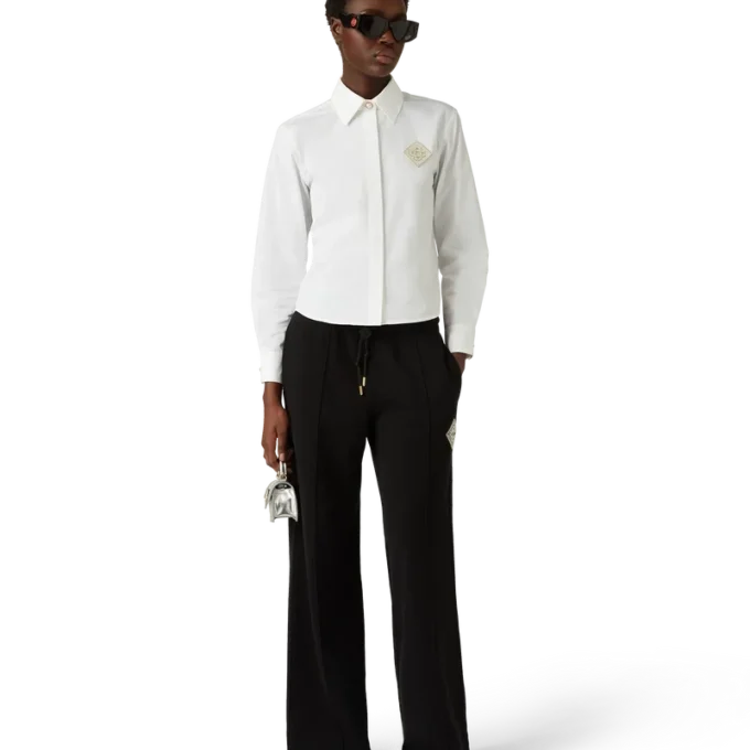 Camicie in cotone con toppa a forma di diamante e perla Camicie in cotone con toppa a forma di diamante e perla