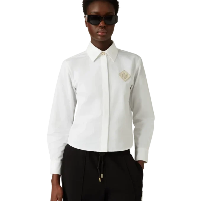 Camicie in cotone con toppa a forma di diamante e perla Camicie in cotone con toppa a forma di diamante e perla