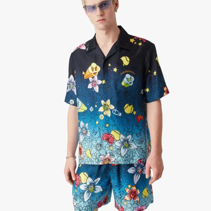 Camicie in seta a maniche corte Collage D’icones Graphiques