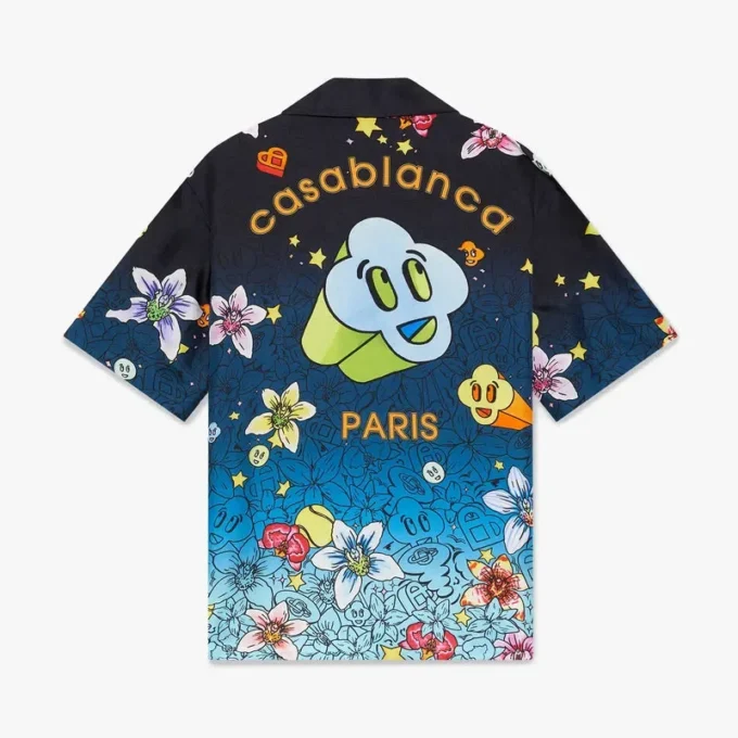 Camicie in seta a maniche corte Collage D’icones Graphiques