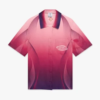 Camicie in seta a maniche corte con colletto cubano e sfumatura melanzana