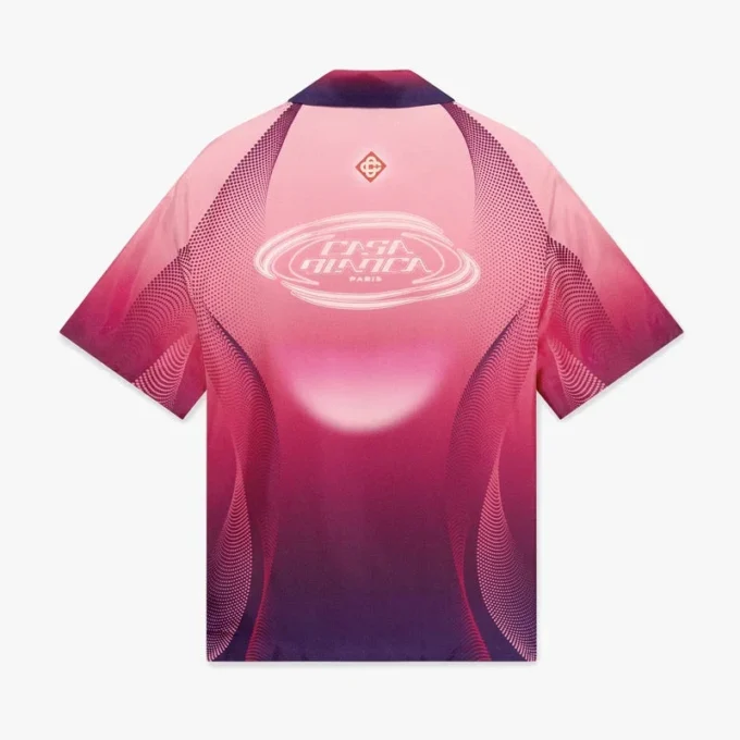 Camicie in seta a maniche corte con colletto cubano e sfumatura melanzana