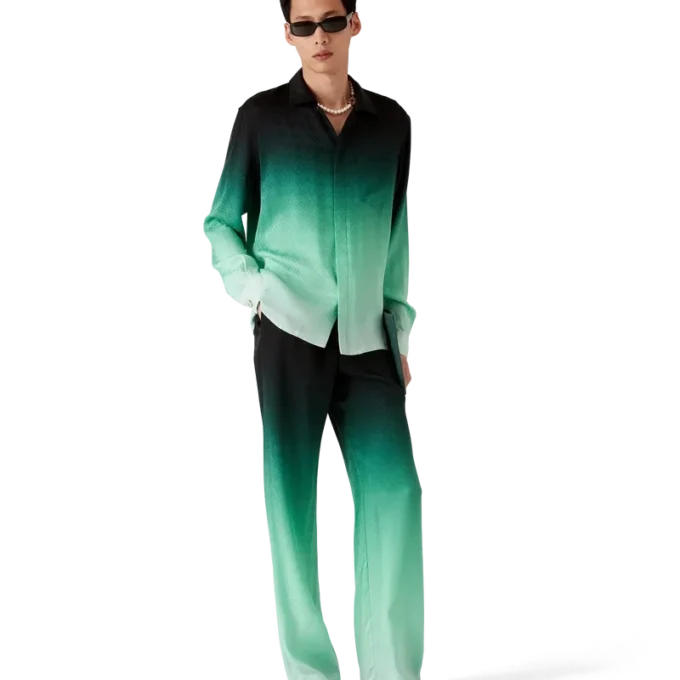 Camicie in seta a maniche lunghe con jacquard Gradient Ping Pong