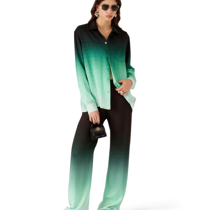 Camicie in seta a maniche lunghe con jacquard Gradient Ping Pong