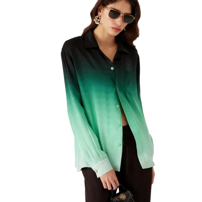 Camicie in seta a maniche lunghe con jacquard Gradient Ping Pong