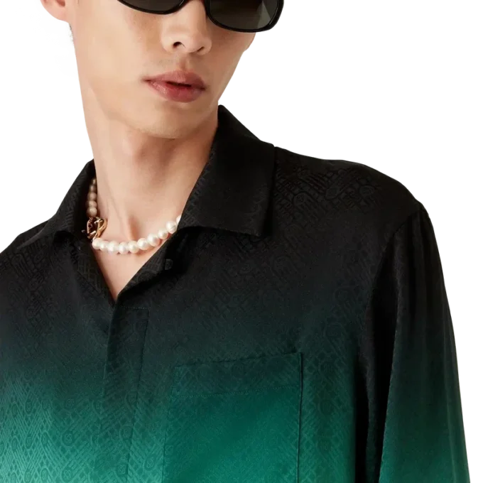 Camicie in seta a maniche lunghe con jacquard Gradient Ping Pong